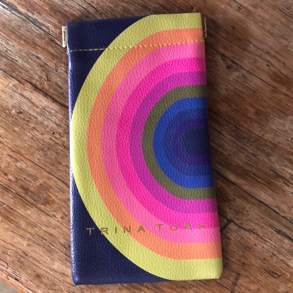 Trina Turk Vegan Leather Sunglasses Case New Rainbow Print